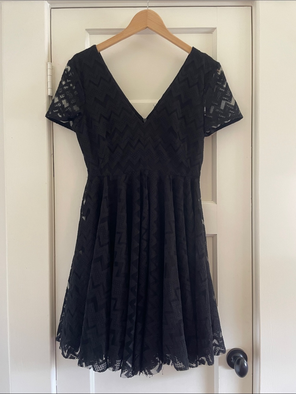 Sandro Paris | NWT Black Lace Pattern Mini Dress- Size 3 (8 in US)
